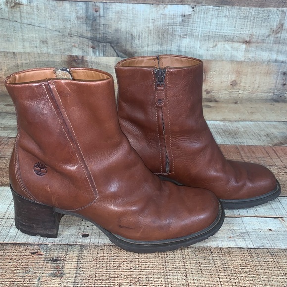 Timberland Shoes - Timberland 8.5 Alyse Brown Leather Chunk Heel Boot